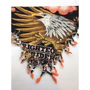 Vtg Beaded Fringe Harley-Davidson Bandana Eagle Made USA